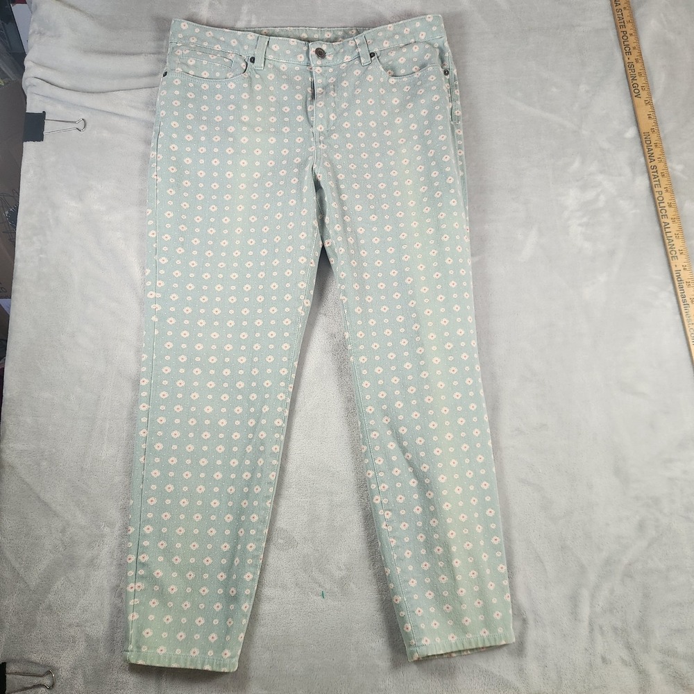 Orvis Pastel Floral Print Cotton Denim Jeans size 14 Coastal Grandma Preppy